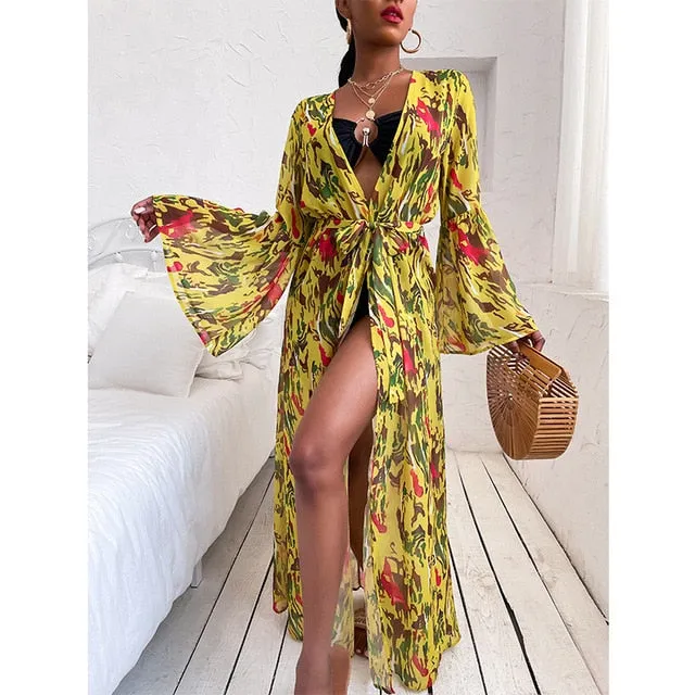 2021 Summer Beach Dress Bikini Cover Up Long Sleeve Swimwear Cover-Up Size XL