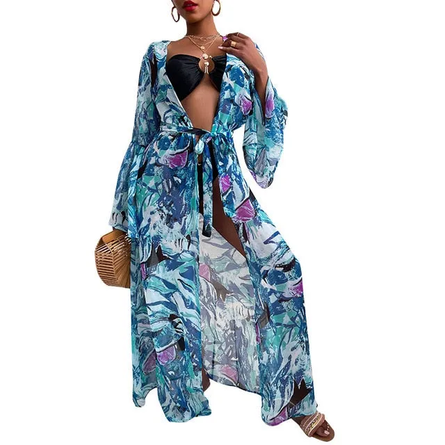 2021 Summer Beach Dress Bikini Cover Up Long Sleeve Swimwear Cover-Up Size XL