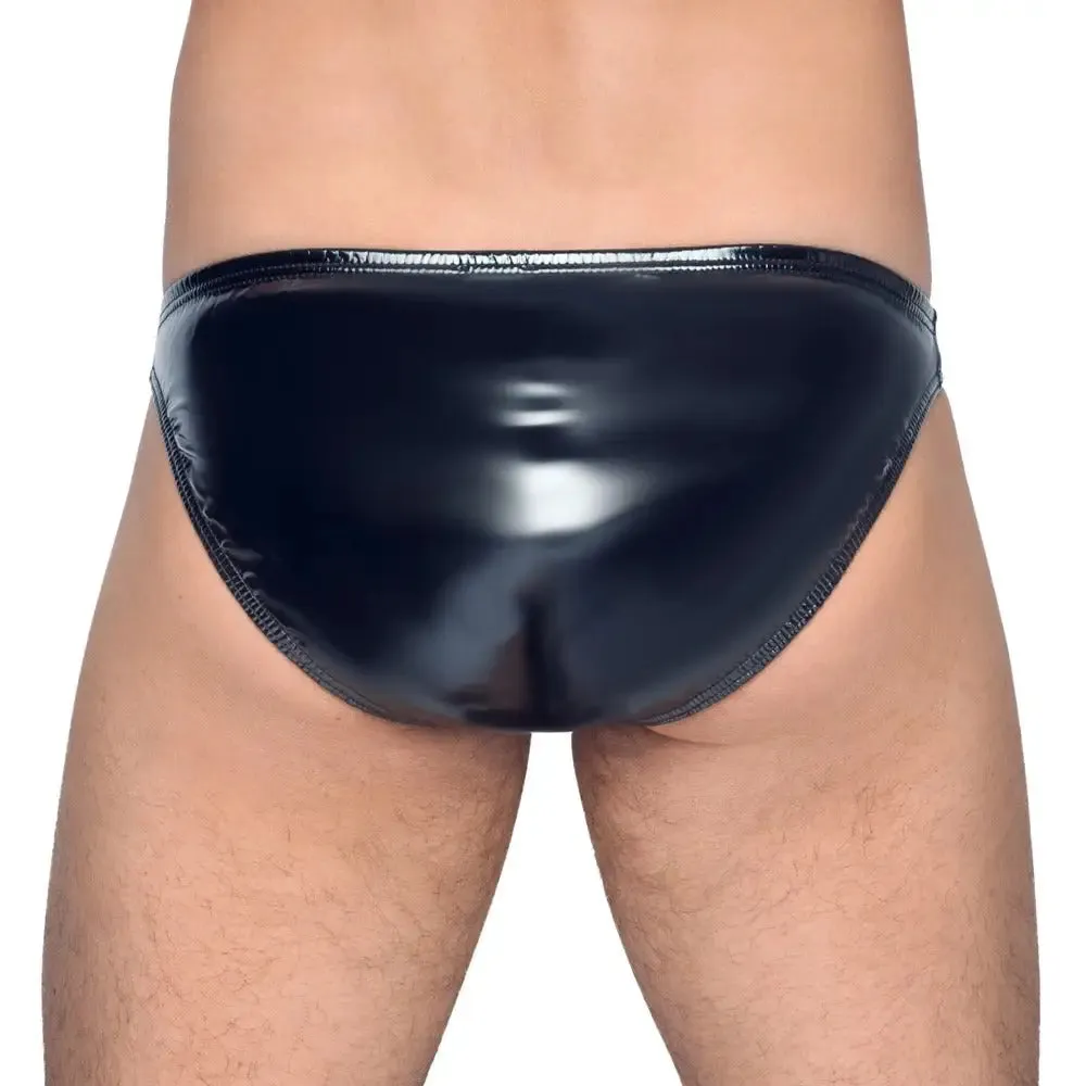 Black Level Vinyl Sexy Male Briefs with Zip