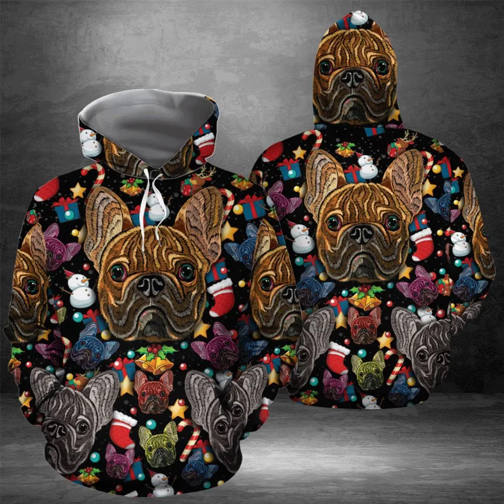 Bulldog Christmas Pattern All Over Print 3D Hoodie For Men And Women, Best Gift For Dog lovers, Best Outfit Christmas