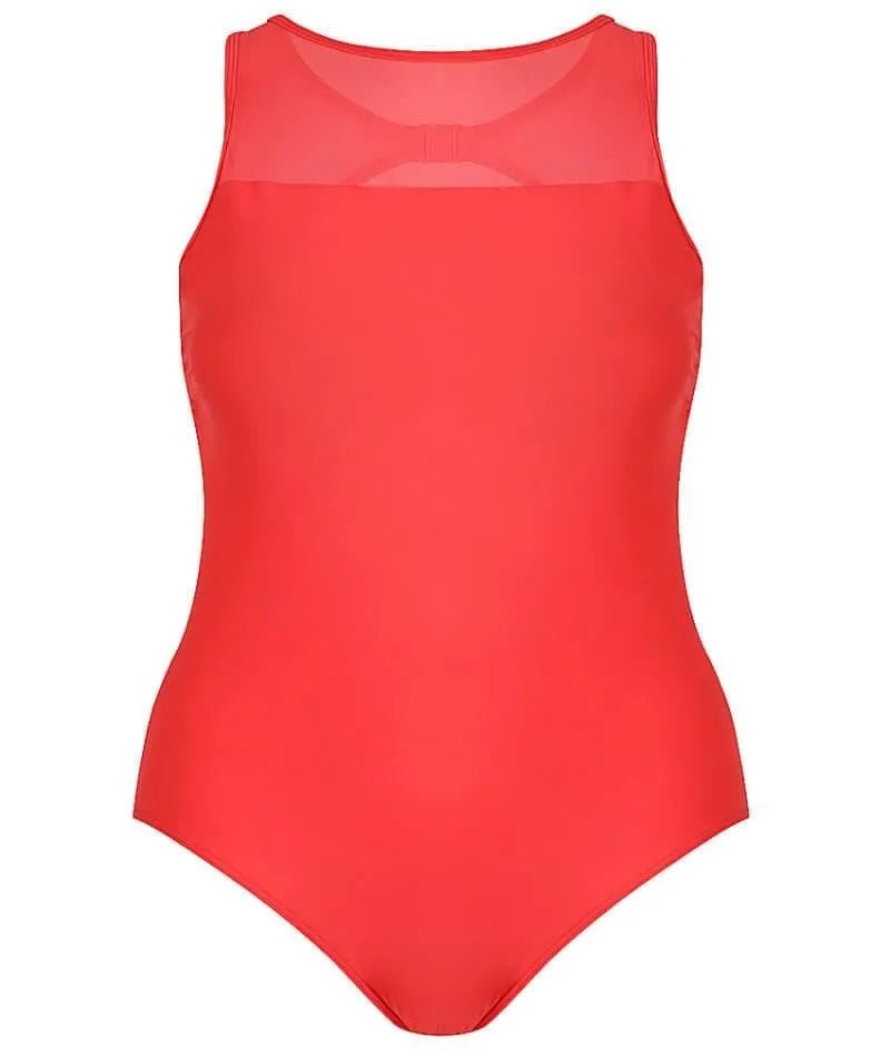 Capriosca Mesh Tank One Piece Swimsuit - Luxe Sport Red