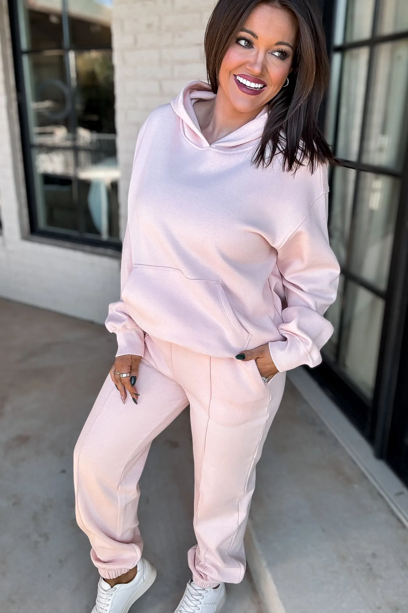 Cute Take Dusty Pink High Waisted Pintuck Sweatpants