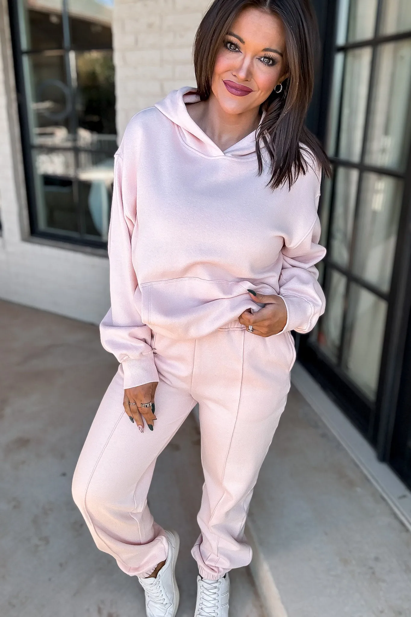 Cute Take Dusty Pink High Waisted Pintuck Sweatpants