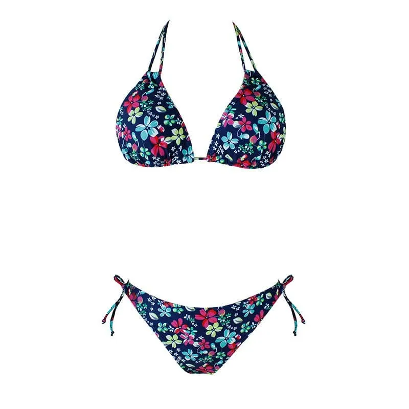 Floral Bikini Beachwear Set with Push-Up Style and Low Waist Design