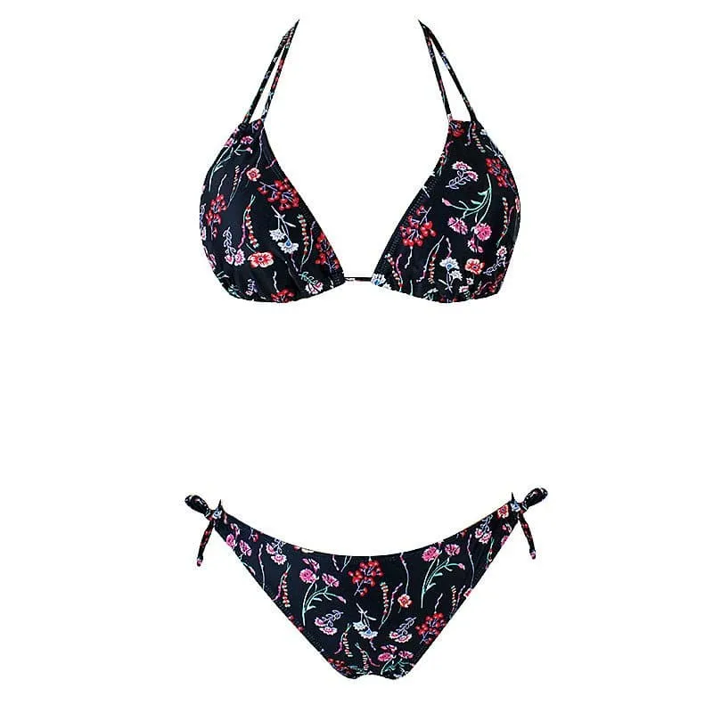 Floral Bikini Beachwear Set with Push-Up Style and Low Waist Design