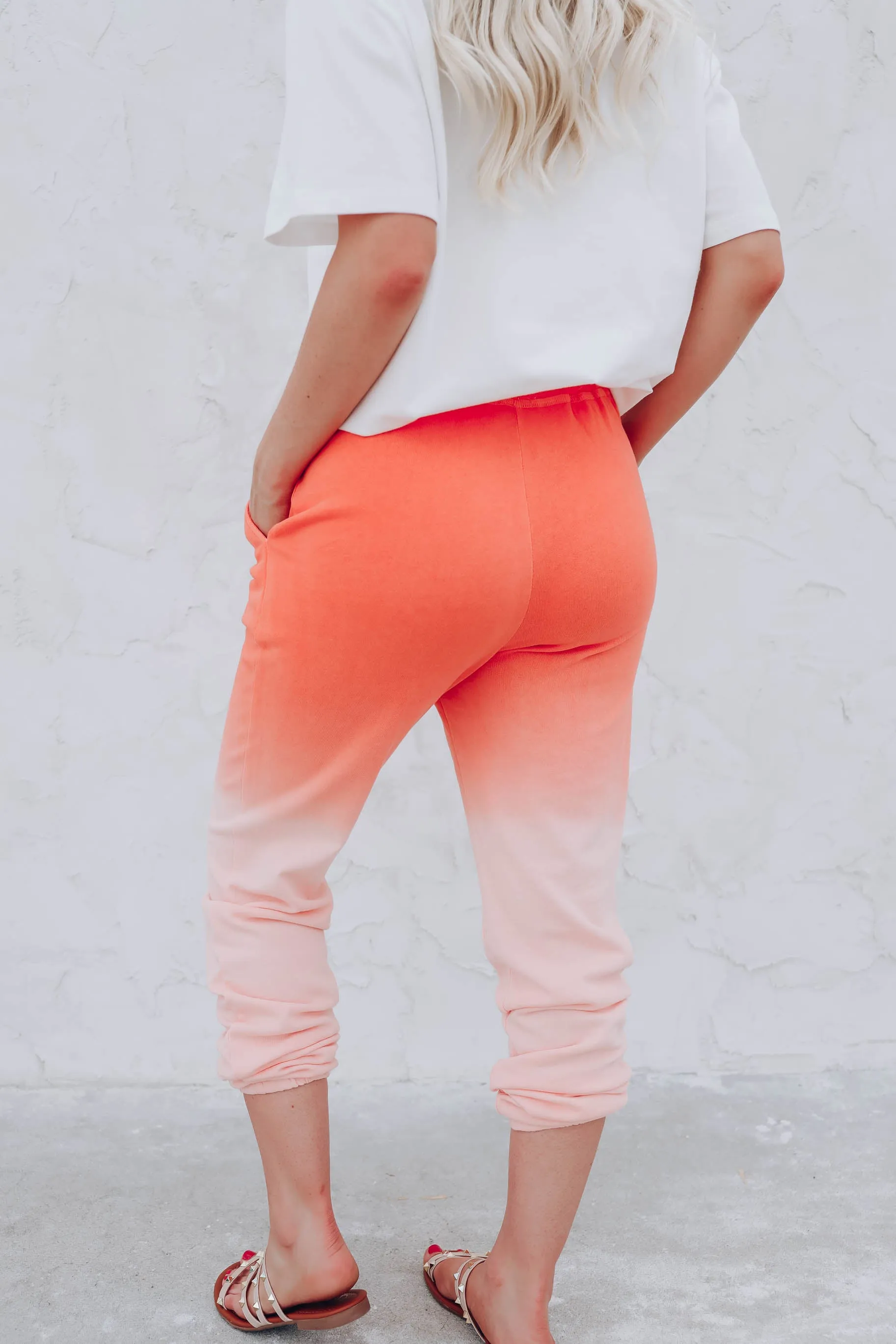 Melted Drawstring Joggers - Orange