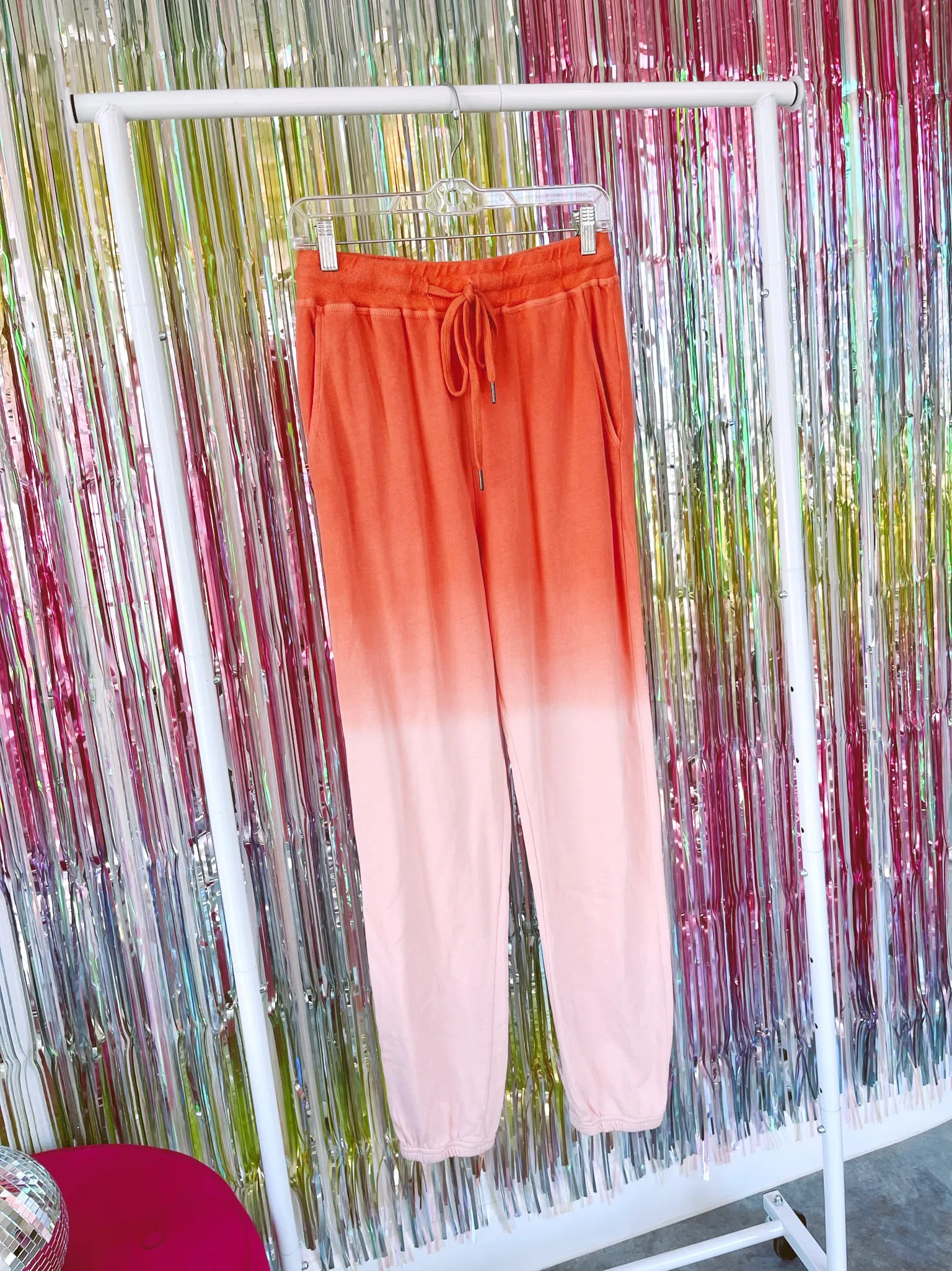 Melted Drawstring Joggers - Orange