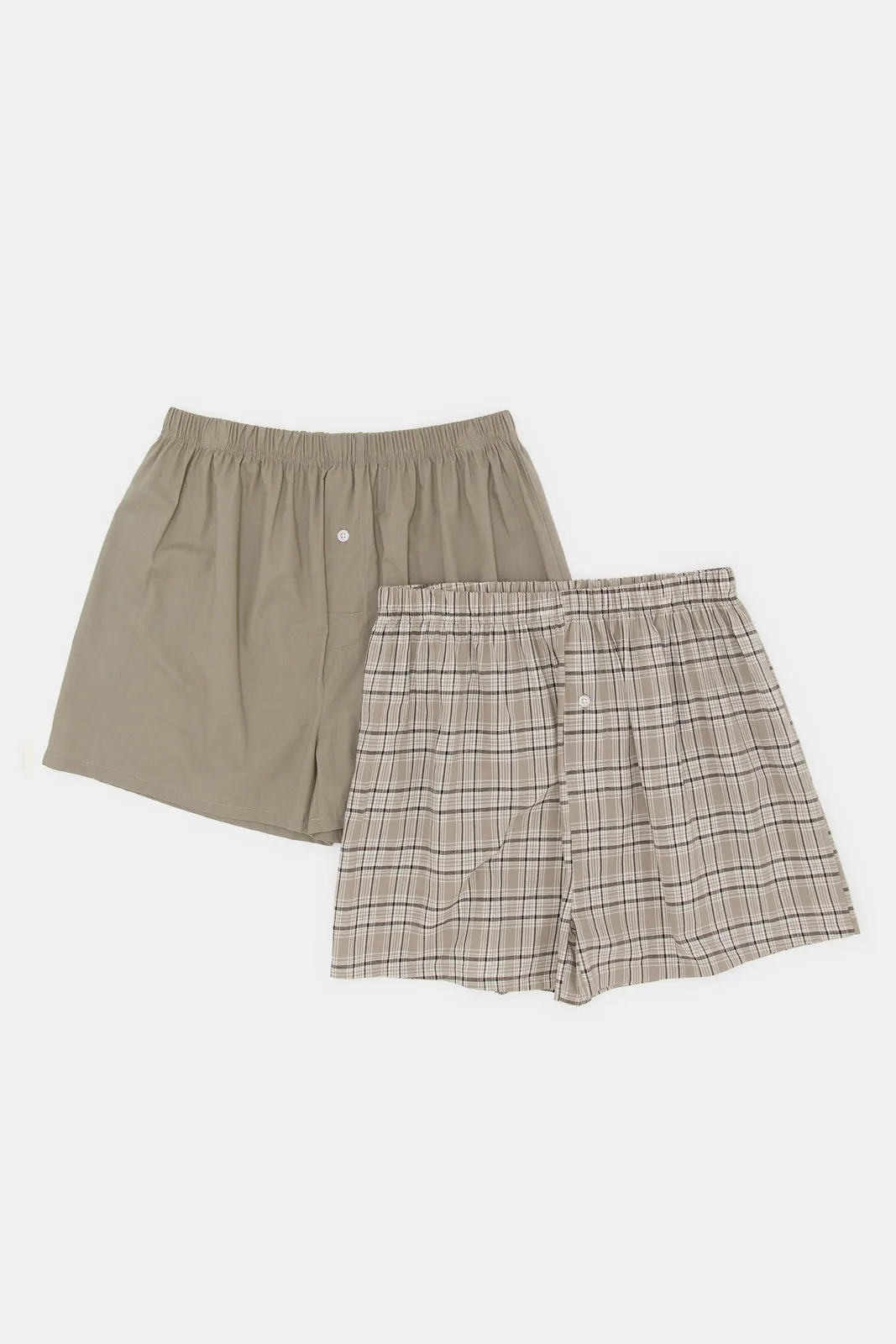 Men Beige Woven Boxer Set (Pack Of 2)