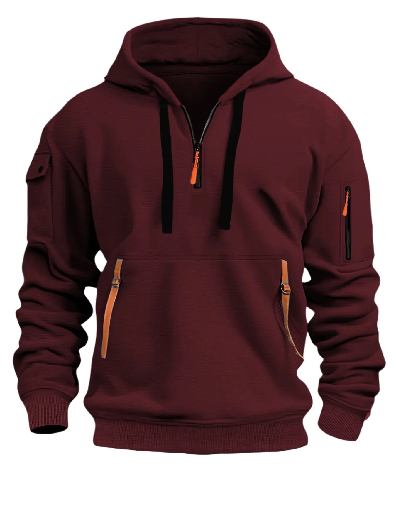 MEN'S CASUAL SPORTS HOODIE ARM POCKET ZIPPER HOODIE