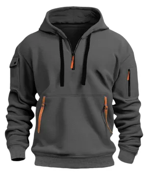 MEN'S CASUAL SPORTS HOODIE ARM POCKET ZIPPER HOODIE