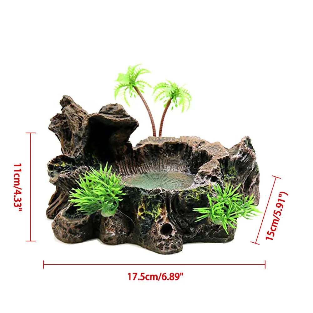 OMEM Resin Reptile Feeding Bowl Food Water Dish Habitat Decor Terrarium Humidify Basin Water Bowl