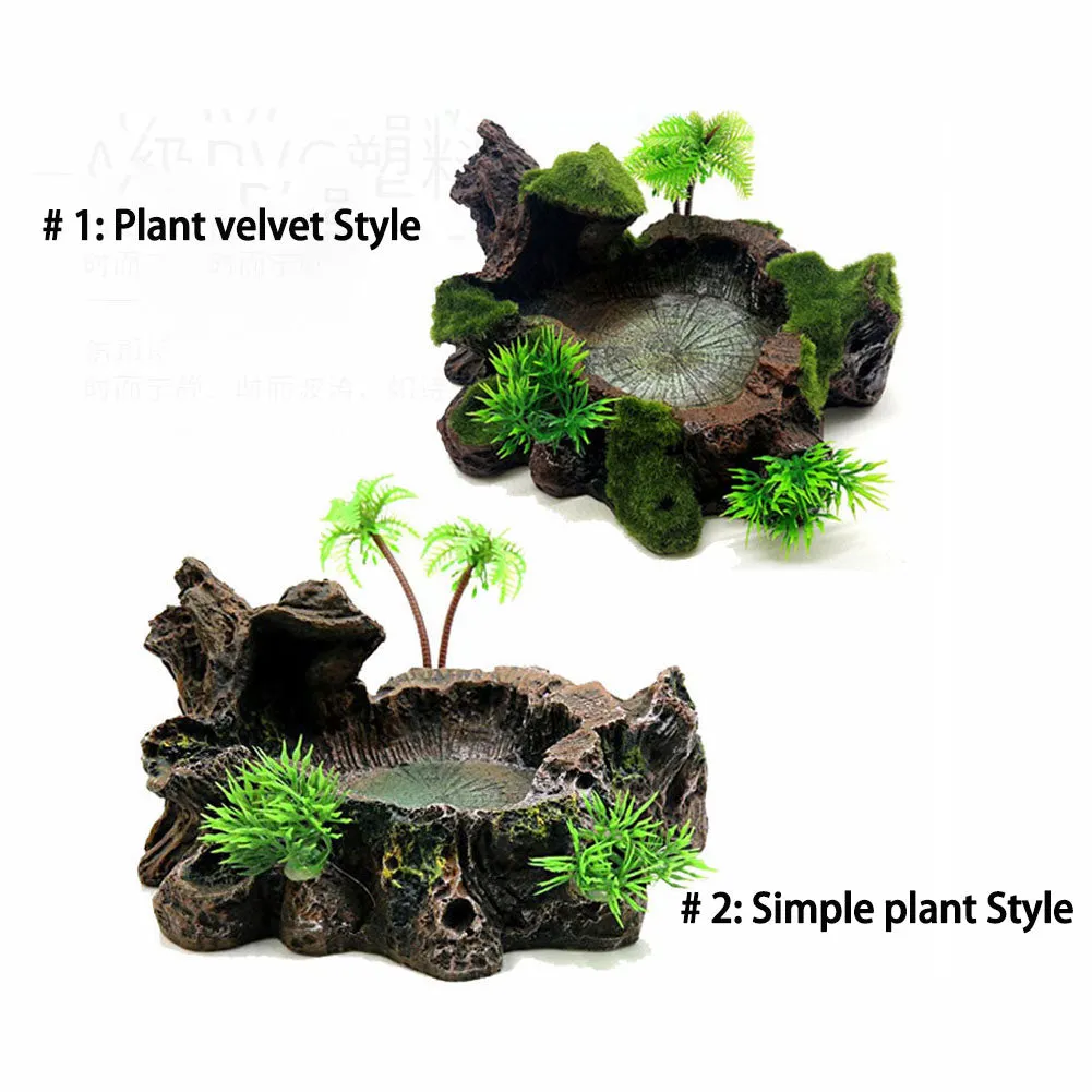 OMEM Resin Reptile Feeding Bowl Food Water Dish Habitat Decor Terrarium Humidify Basin Water Bowl