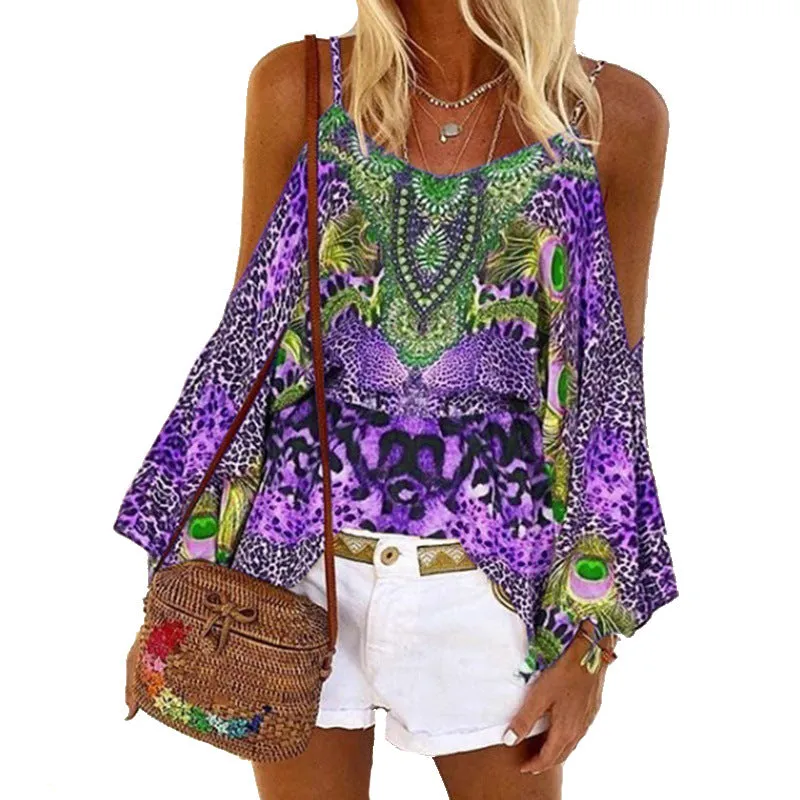 Retro Ethnic Vest Color Loose Blouse