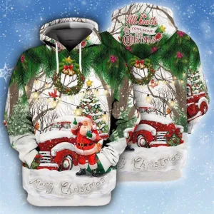 Santa Claus Merry Christmas 4 All Over Print 3D Hoodie For Men And Women, Christmas Gift, Warm Winter Clothes, Best Outfit Christmas