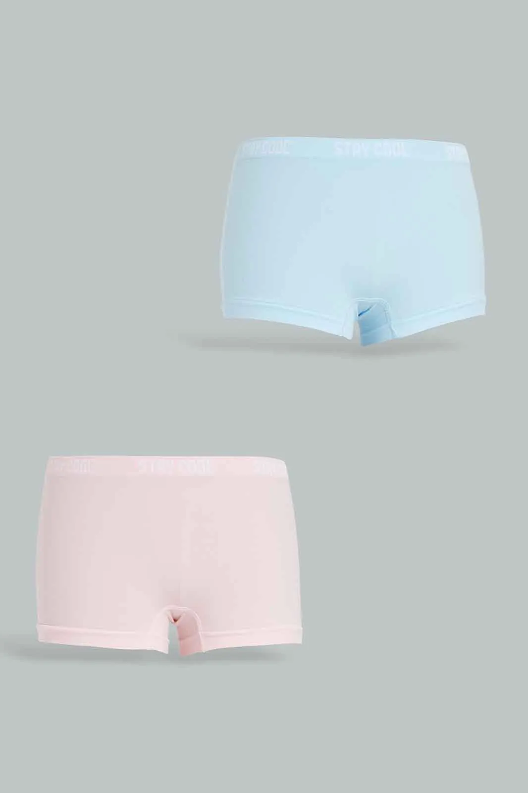 Senior Girls Pink And Blue Boxer Short Set (Pack Of 2)