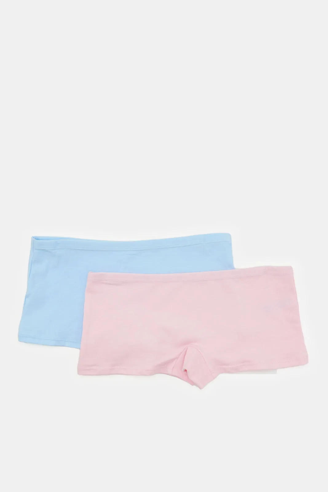 Senior Girls Pink And Blue Solid Boyshort Brief (Pack of 2)