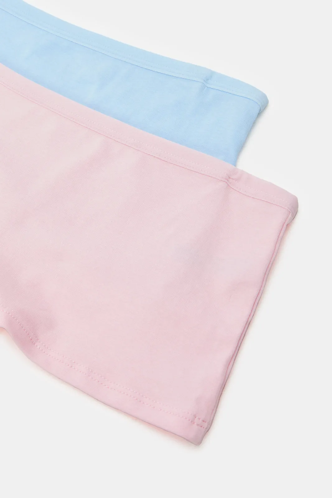 Senior Girls Pink And Blue Solid Boyshort Brief (Pack of 2)