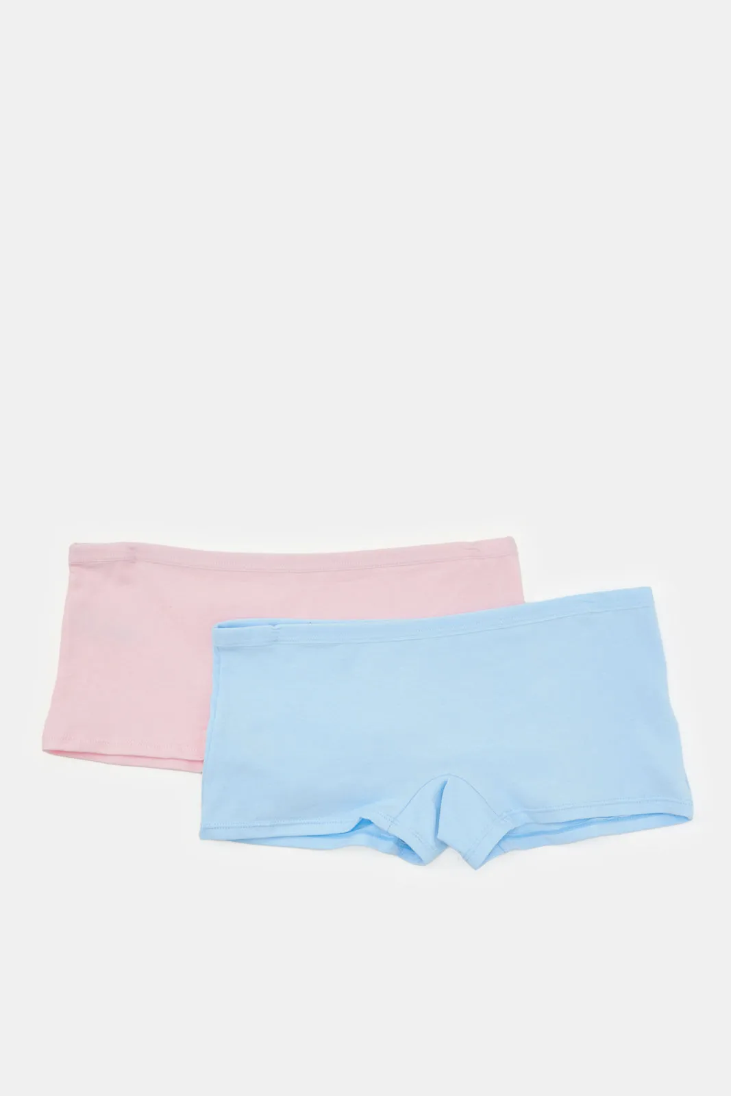 Senior Girls Pink And Blue Solid Boyshort Brief (Pack of 2)