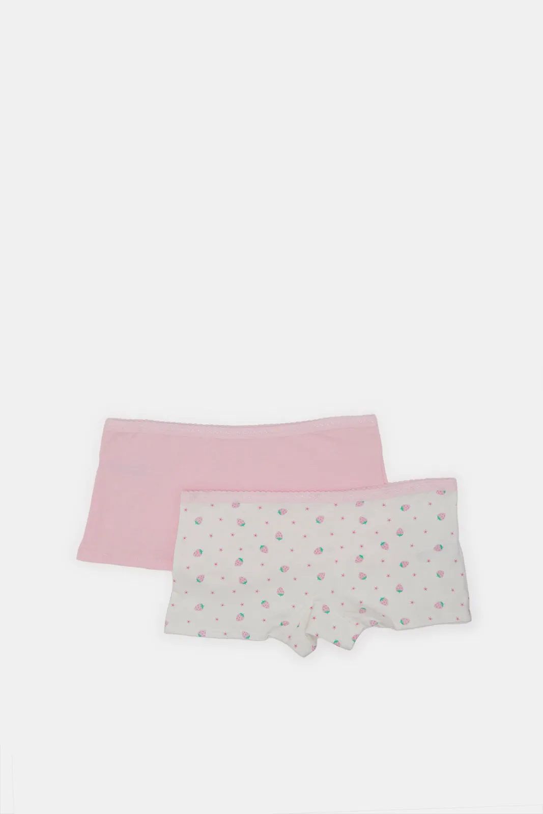 Senior Girls Pink And White Boxer Brief Set (Pack Of 2)