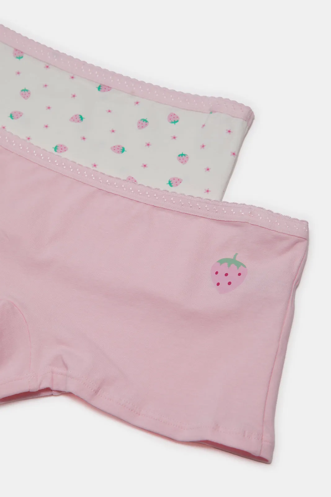 Senior Girls Pink And White Boxer Brief Set (Pack Of 2)