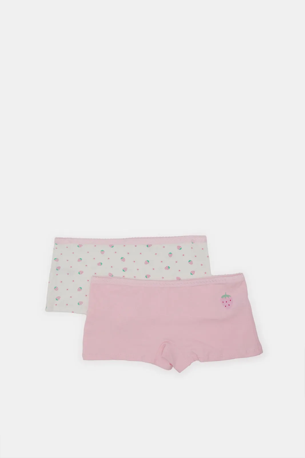 Senior Girls Pink And White Boxer Brief Set (Pack Of 2)