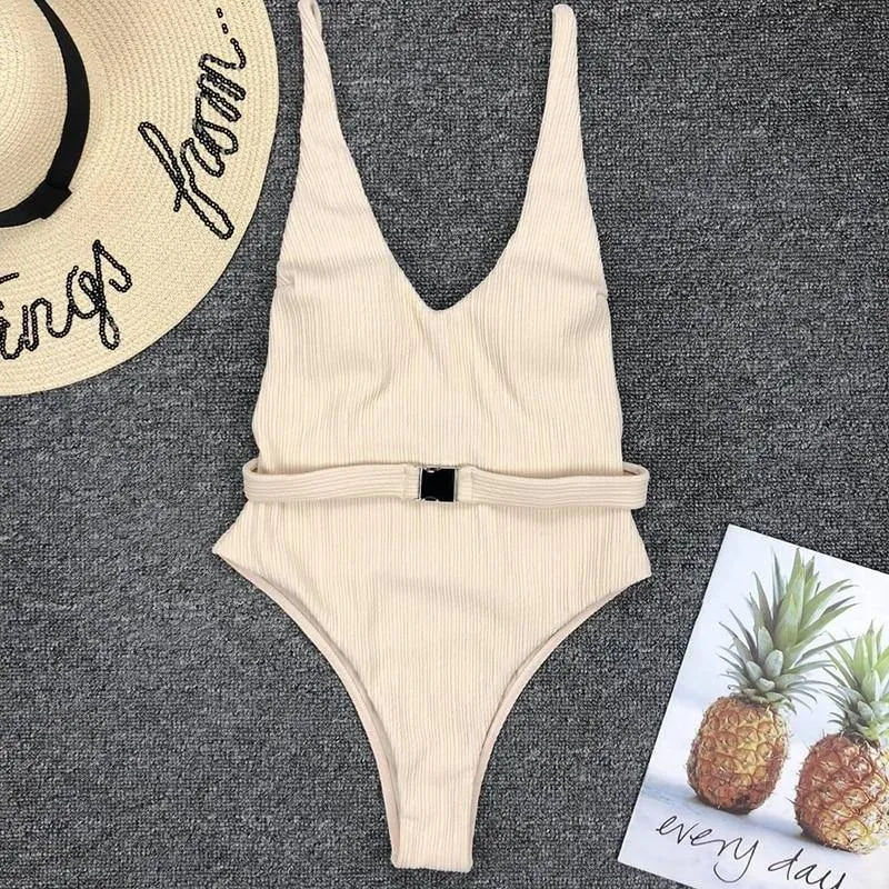 Sexy Solid One Piece Swimsuit Women Bathing Suit Bikini Monokini Swimwear