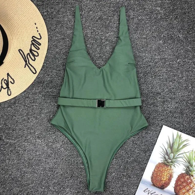 Sexy Solid One Piece Swimsuit Women Bathing Suit Bikini Monokini Swimwear