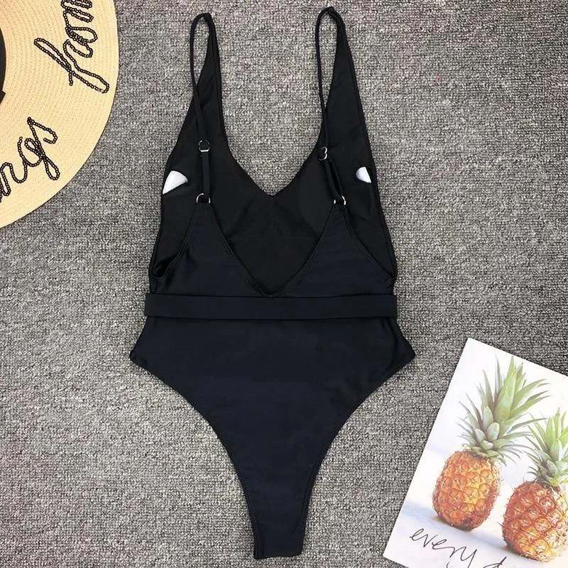 Sexy Solid One Piece Swimsuit Women Bathing Suit Bikini Monokini Swimwear