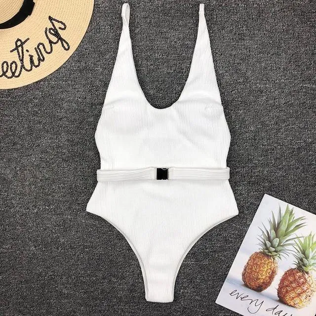 Sexy Solid One Piece Swimsuit Women Bathing Suit Bikini Monokini Swimwear