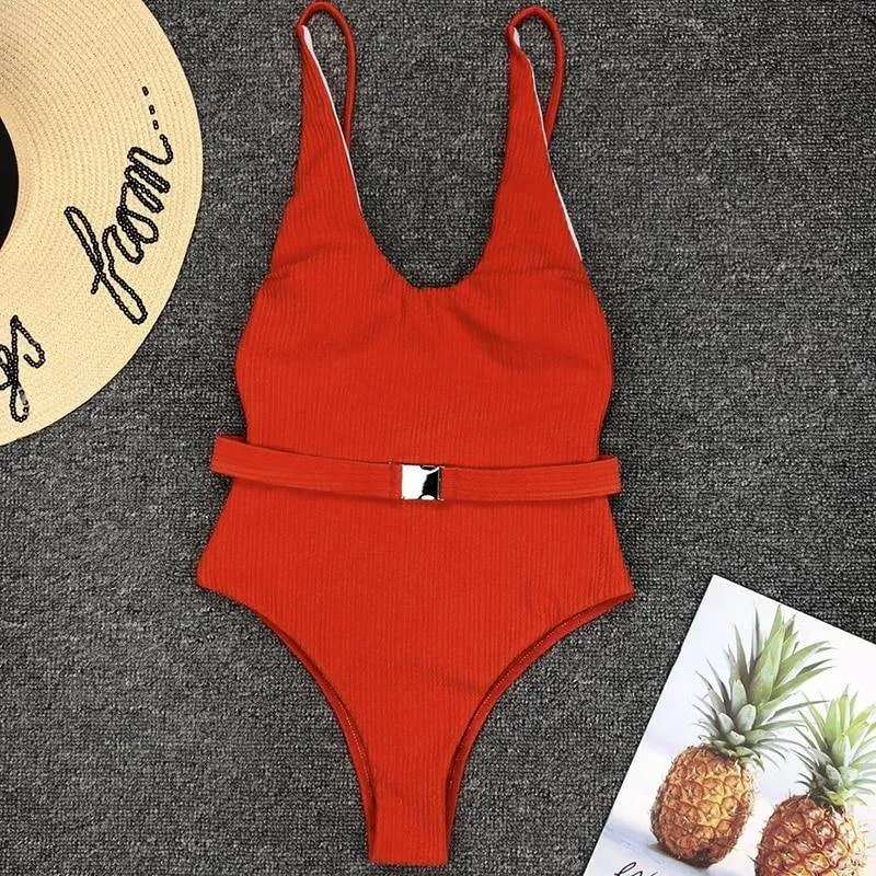 Sexy Solid One Piece Swimsuit Women Bathing Suit Bikini Monokini Swimwear