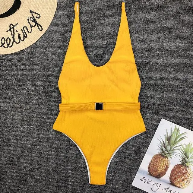 Sexy Solid One Piece Swimsuit Women Bathing Suit Bikini Monokini Swimwear