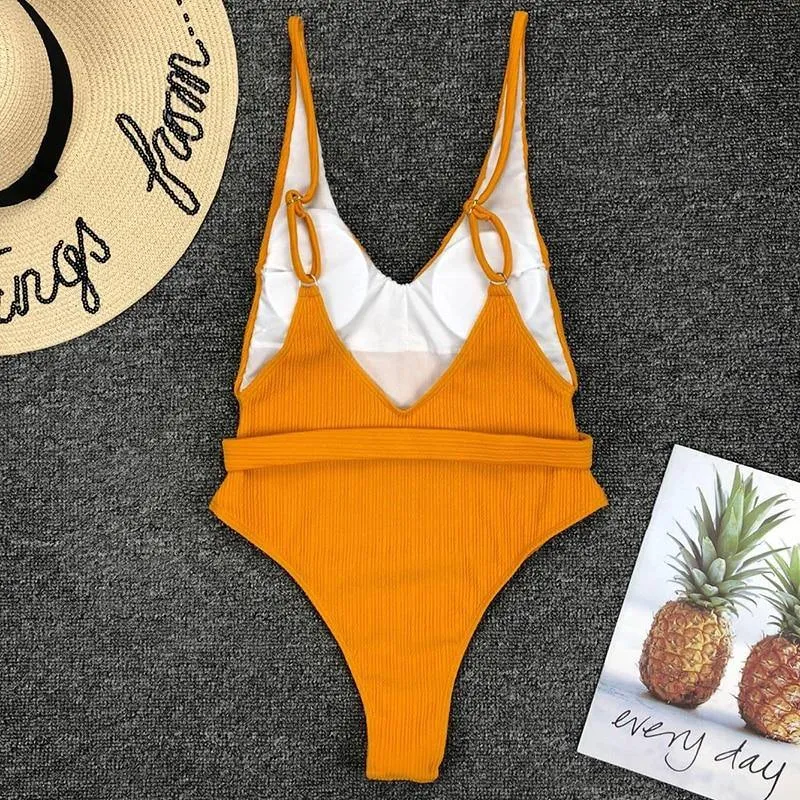 Sexy Solid One Piece Swimsuit Women Bathing Suit Bikini Monokini Swimwear