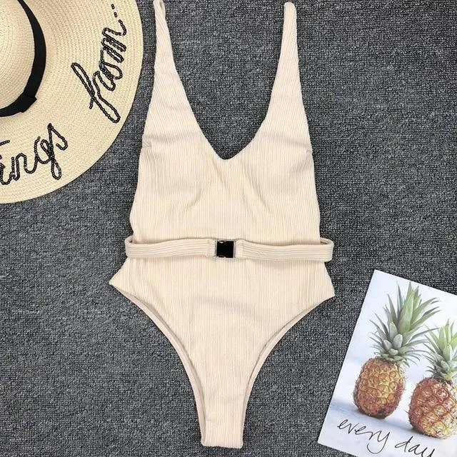 Sexy Solid One Piece Swimsuit Women Bathing Suit Bikini Monokini Swimwear