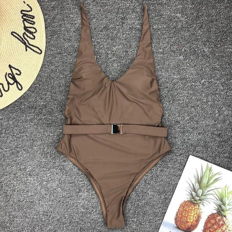 Sexy Solid One Piece Swimsuit Women Bathing Suit Bikini Monokini Swimwear