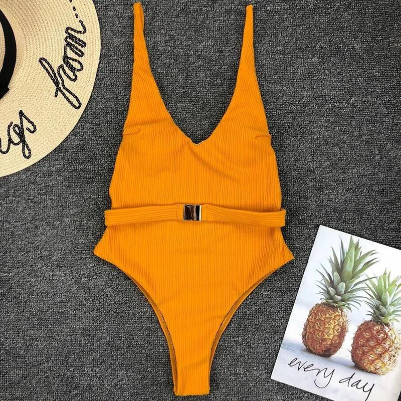 Sexy Solid One Piece Swimsuit Women Bathing Suit Bikini Monokini Swimwear