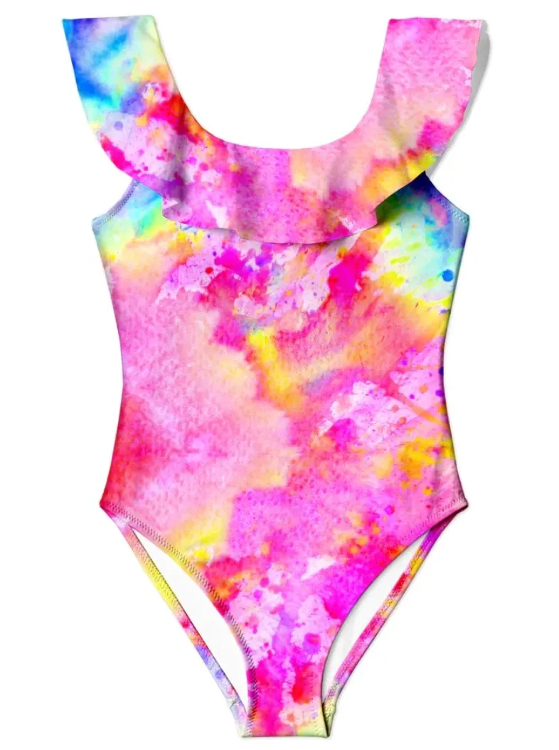 Stella Cove Girls Celebrate Pink Ruffle One Piece Swimsuit