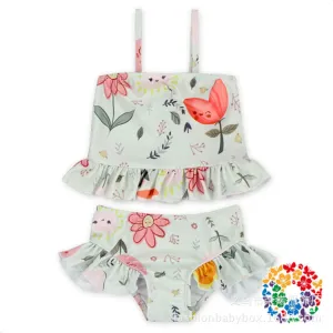 Swimsuit  children's  girls floral split  children bikini  princess children's