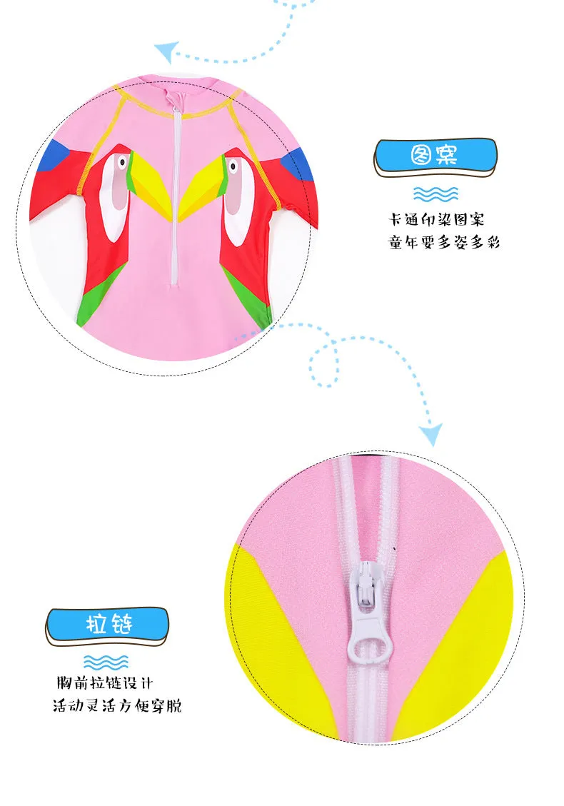 Swimsuit One-Piece for Children with Hat Girls Spring Diving Swimwear