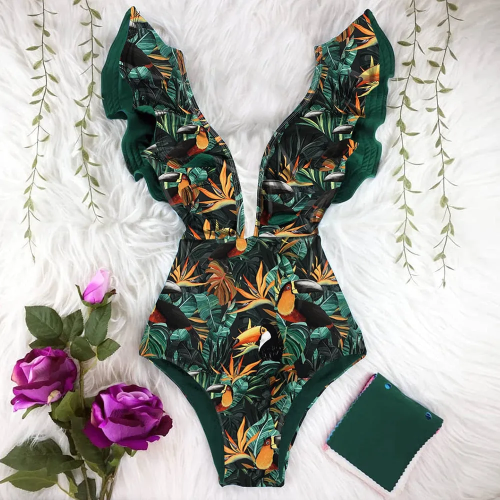 TEEK - Variety of Ruffle Print One Piece Swimsuits