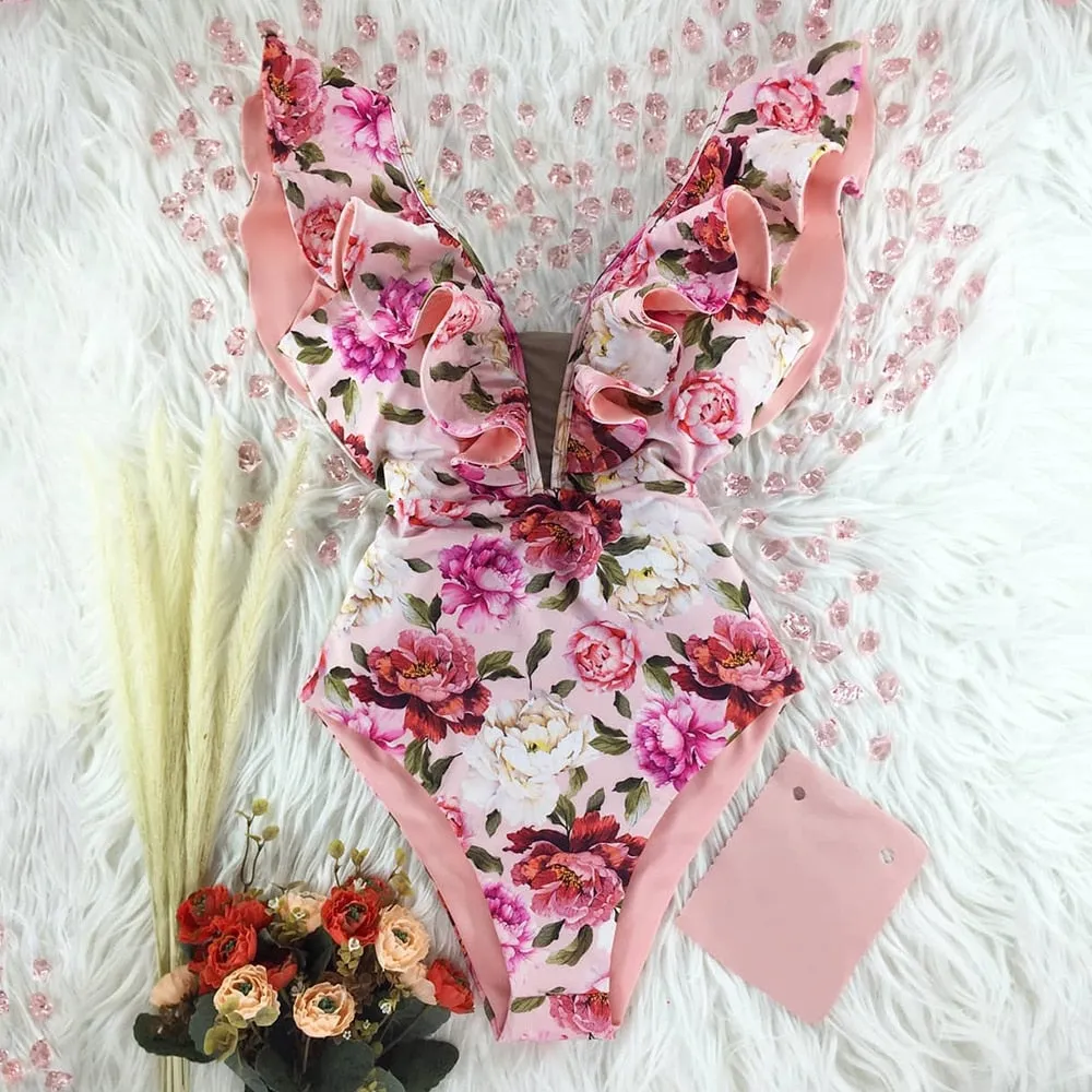 TEEK - Variety of Ruffle Print One Piece Swimsuits