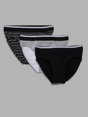 WES Lounge Black Printed Briefs - Pack of 3