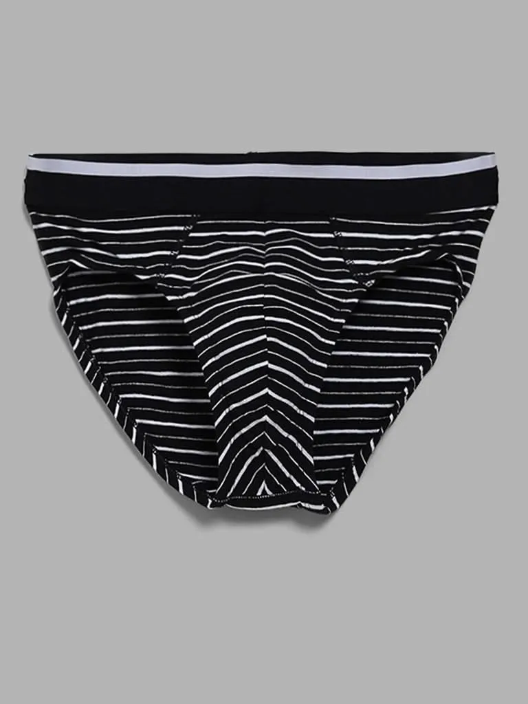 WES Lounge Black Printed Briefs - Pack of 3