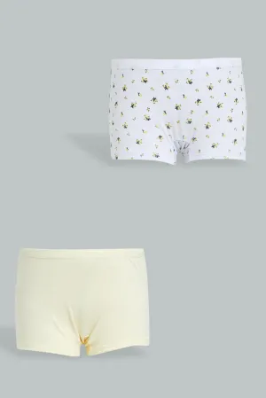 White And Yellow Boxer Short For Girls (Pack of 2)